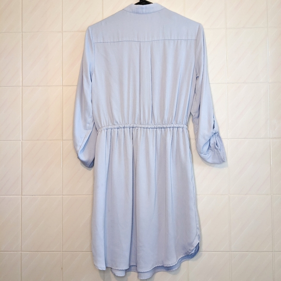 Dynamite Light Blue Drawstring Waist Shirt Dress Size Small - Picture 11 of 12
